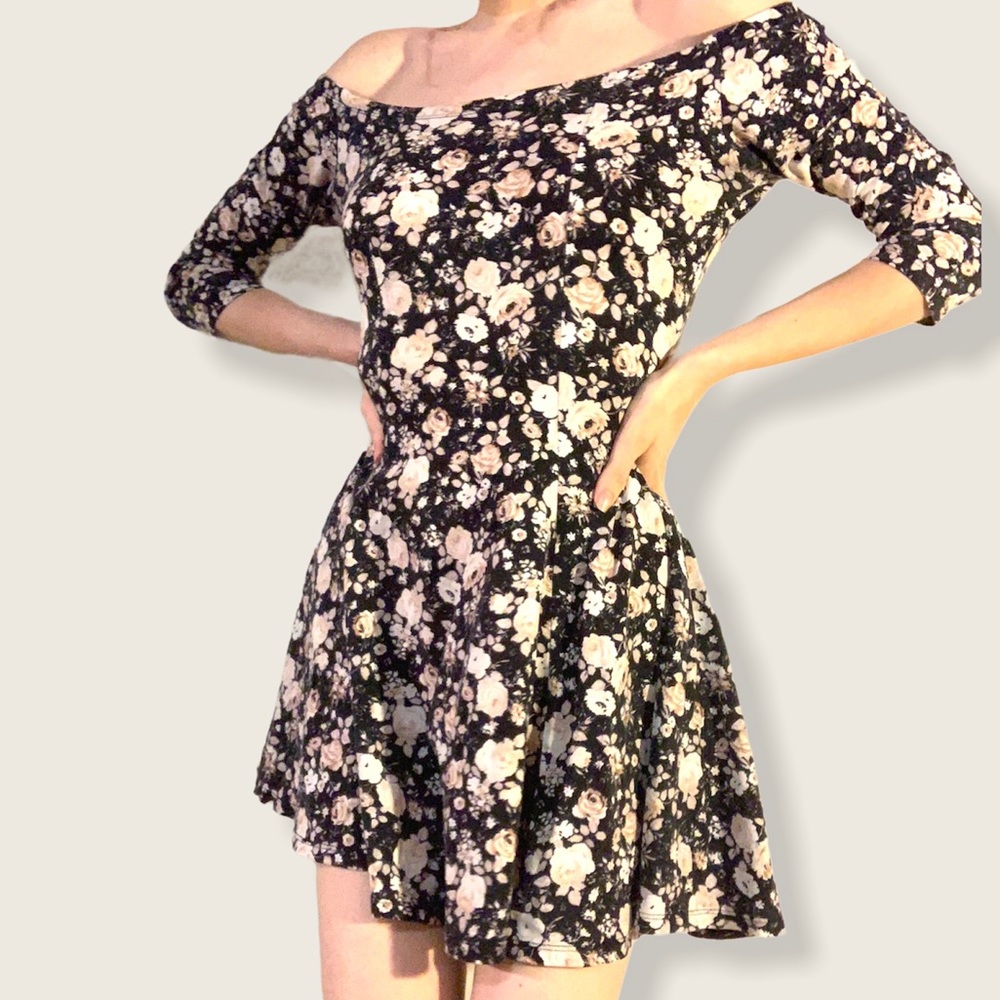 Floral black little dress